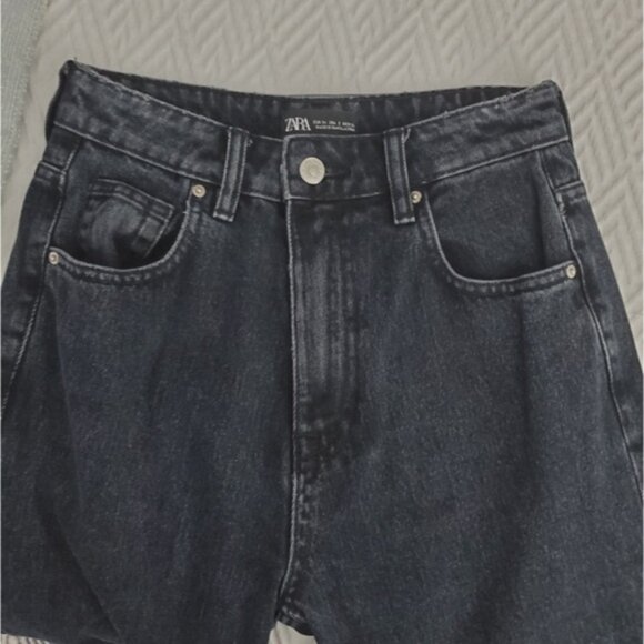 Zara Tapered Charcoal Black Stone Wash Mom Jeans L.E. - Picture 14 of 16